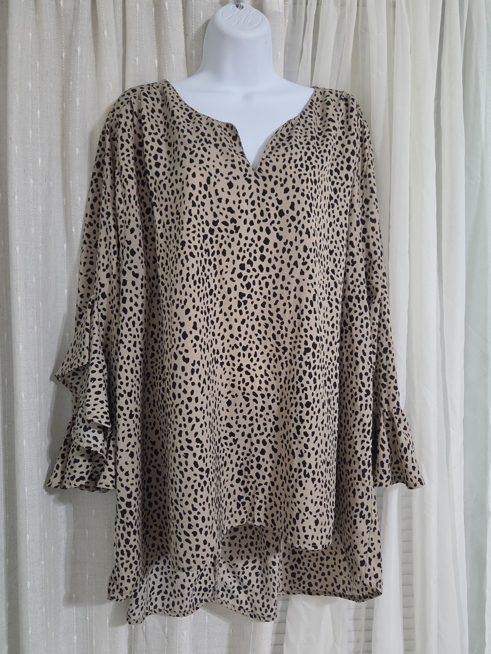 Umgee Beige Tunic with Black Speckled Animal Print